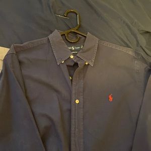 Ralph Lauren men’s Oxford size large dark blue red logo starched and very nice